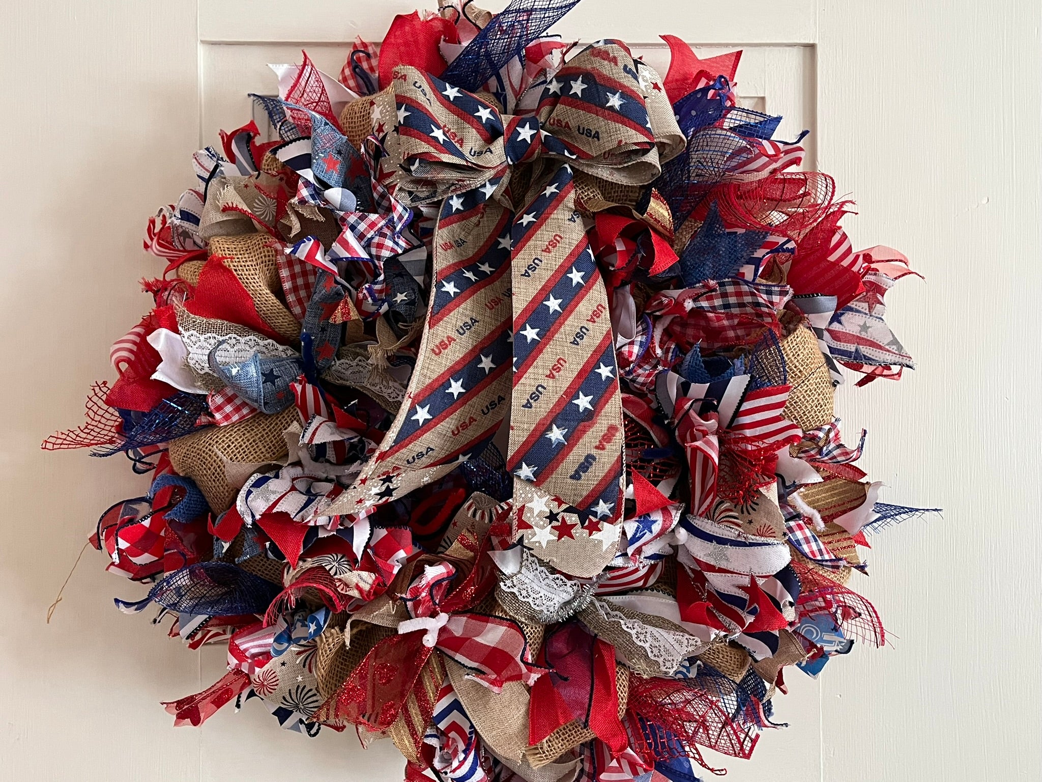 "All American" Wreath on Natural Burlap